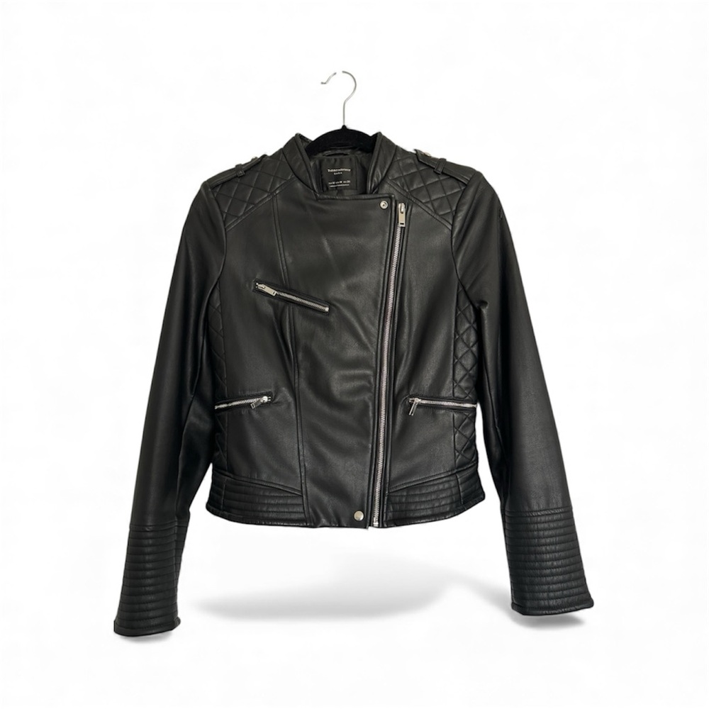 Zara Women’s Trafaluc Black Faux Leather Jacket Size Medium